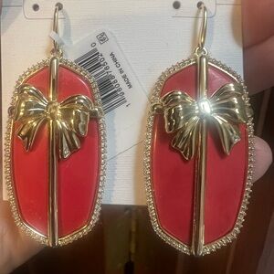 Kendra Scott Red and Gold Bow Earrings